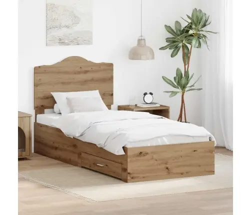 Gultas Rāmis Artisānā Ozols 90 X 190 Cm Inženierijas Koks Vidaxl