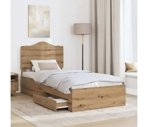 Gultas Rāmis Artisānā Ozols 90 X 190 Cm Inženierijas Koks Vidaxl