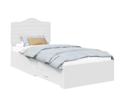 Lovos Rėmas Su Galvūgalio Balta 75 X 190 Cm Apdirbta Mediena