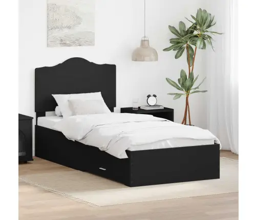 Gultas Rāmis Ar Atvilktni Melna 75 X 190 Cm Inženierijas Koks Vidaxl