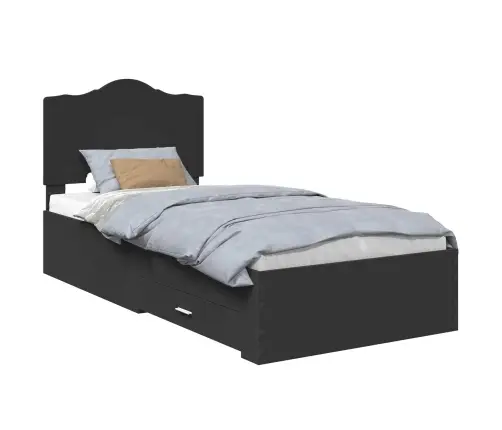 Gultas Rāmis Ar Atvilktni Melna 75 X 190 Cm Inženierijas Koks Vidaxl