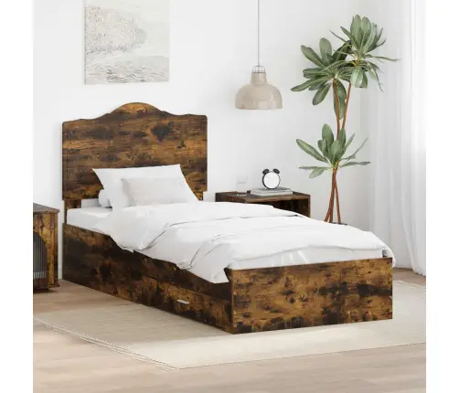 Gultas Rāmis Dūmaka Ozols 75 X 190 Cm Inženierijas Koks Vidaxl