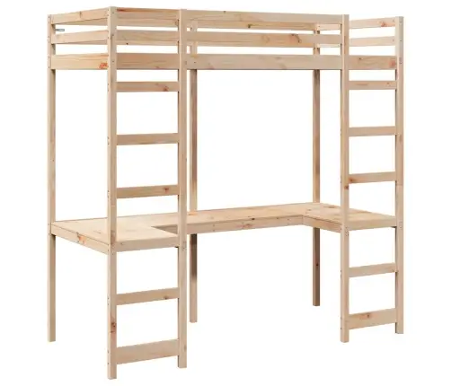 Bēniņu Gultas Rāmis Dabiska 90 X 200 Cm Ciets Priedes Koks Vidaxl