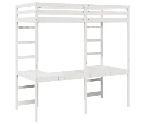 Pööningvoodi Raam Valge 90 X 200 Cm Tahke Mänd