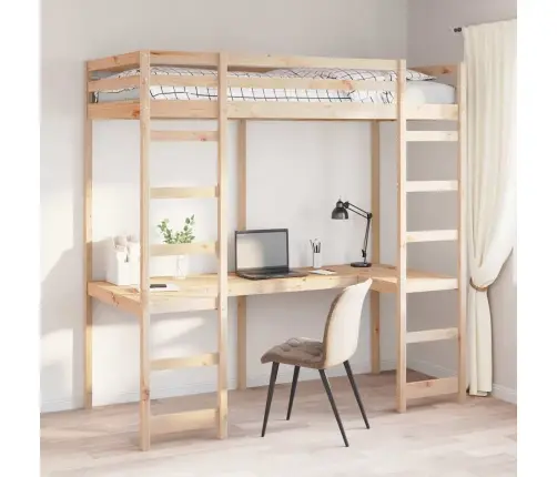 Bēniņu Gultas Rāmis Dabiska 80 X 200 Cm Ciets Priedes Koks Vidaxl