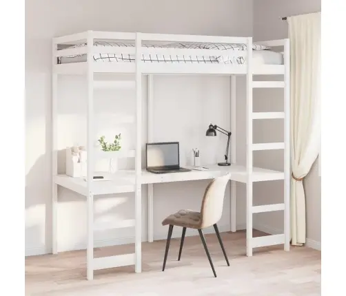 Bēniņu Gultas Rāmis Balts 80 X 200 Cm Ciets Priedes Koks Vidaxl