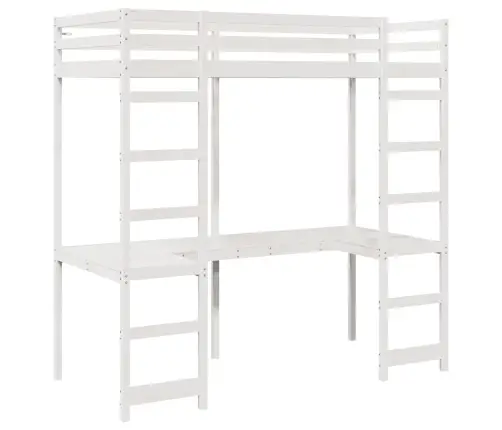 Bēniņu Gultas Rāmis Balts 80 X 200 Cm Ciets Priedes Koks Vidaxl