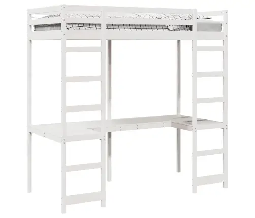 Bēniņu Gultas Rāmis Balts 80 X 200 Cm Ciets Priedes Koks Vidaxl