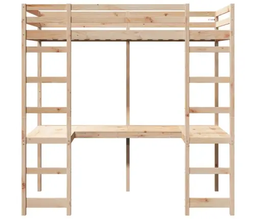 Bēniņu Gultas Rāmis Dabiska 90 X 190 Cm Ciets Priedes Koks Vidaxl