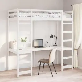 Palėpės Lovos Rėmas Balta 90 X 190 Cm Kietos Pušies Mediena