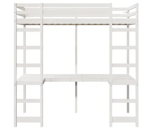 Palėpės Lovos Rėmas Balta 90 X 190 Cm Kietos Pušies Mediena