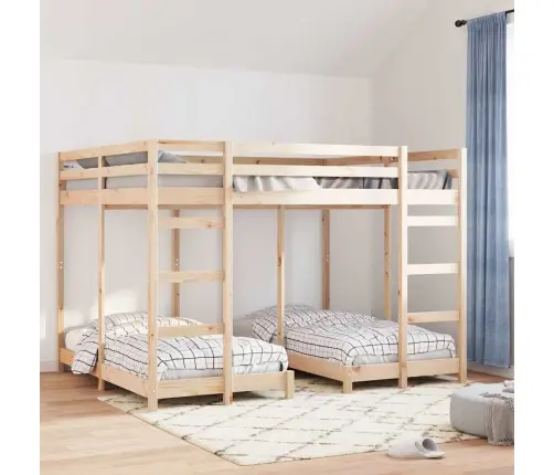 Trivietis Lovos Rėmas Ruda 160 X 200 Cm Kietos Pušies Mediena