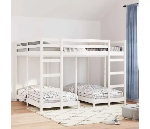 Trivietis Lovos Rėmas Balta 160 X 200 Cm Kietos Pušies Mediena