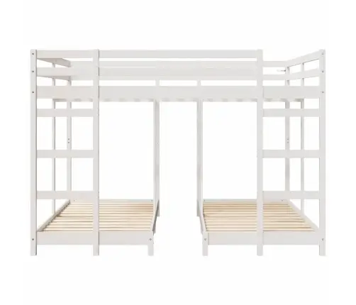 Trivietis Lovos Rėmas Balta 160 X 200 Cm Kietos Pušies Mediena