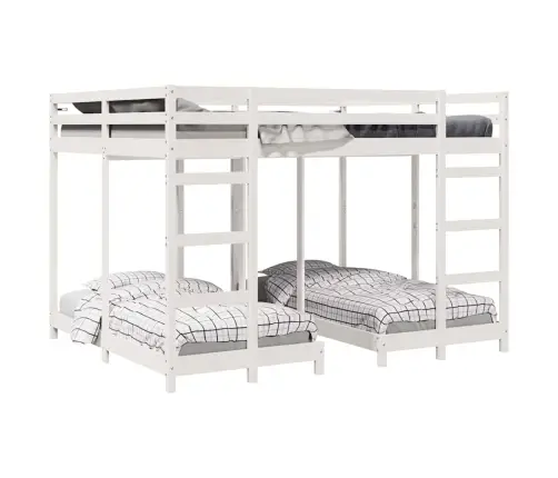 Trivietis Lovos Rėmas Balta 160 X 200 Cm Kietos Pušies Mediena