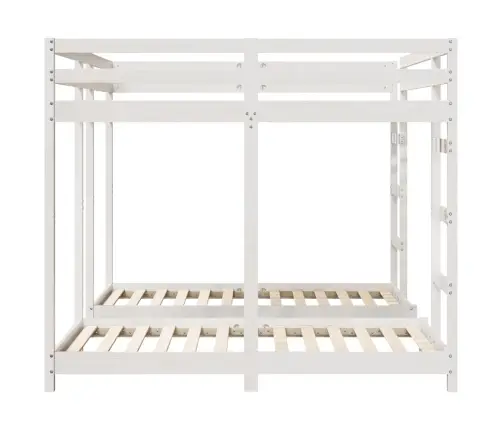 Trivietis Lovos Rėmas Balta 160 X 200 Cm Kietos Pušies Mediena