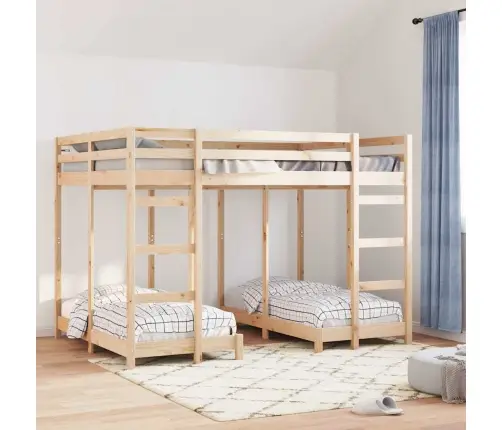 Trivietis Lovos Rėmas Ruda 140 X 200 Cm Kietos Pušies Mediena