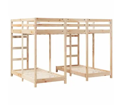 Trivietis Lovos Rėmas Ruda 140 X 200 Cm Kietos Pušies Mediena