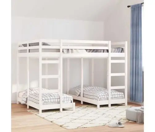 Kolmekordne Narivoodi Raam Valge 140 X 200 Cm Tahke Mänd