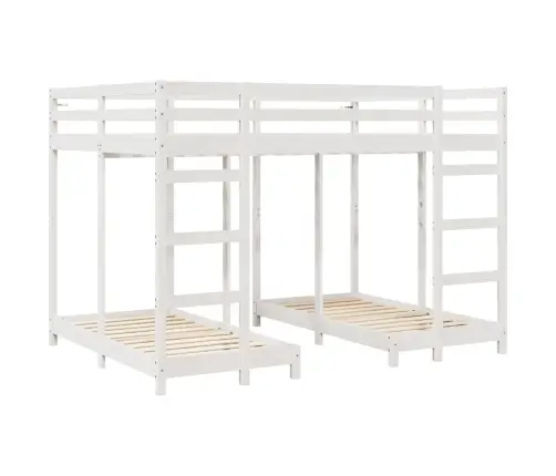 Kolmekordne Narivoodi Raam Valge 140 X 200 Cm Tahke Mänd