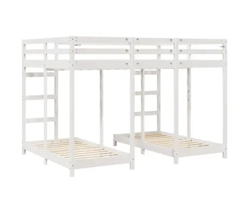 Kolmekordne Narivoodi Raam Valge 140 X 200 Cm Tahke Mänd