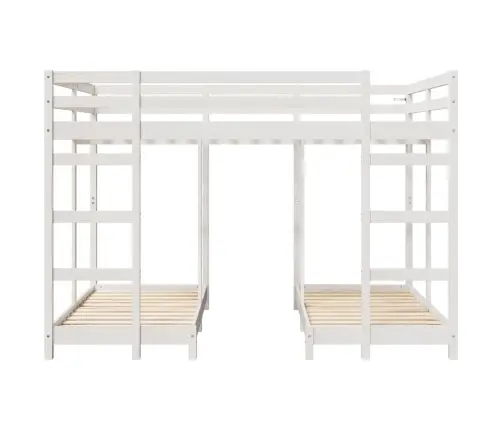 Kolmekordne Narivoodi Raam Valge 140 X 200 Cm Tahke Mänd