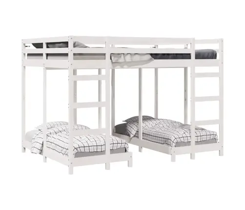 Kolmekordne Narivoodi Raam Valge 140 X 200 Cm Tahke Mänd