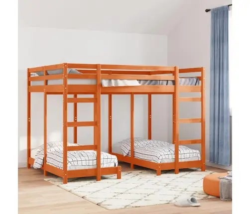 Trīsstāvu Gultas Rāmis Vaska Brūna 140 X 200 Cm Vidaxl