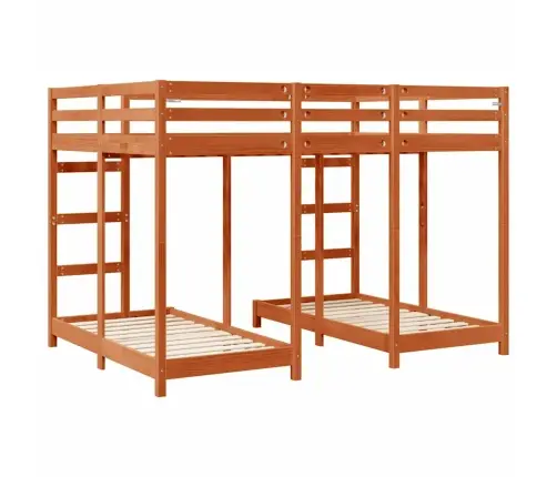 Trīsstāvu Gultas Rāmis Vaska Brūna 140 X 200 Cm Vidaxl