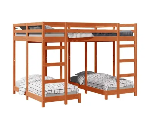 Trīsstāvu Gultas Rāmis Vaska Brūna 140 X 200 Cm Vidaxl