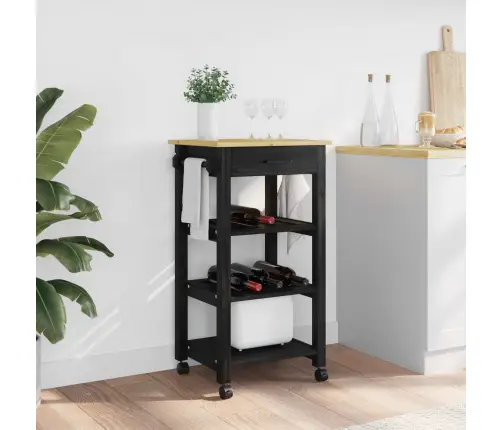 Virtuves Ratiņš Vienkrāsains Melna 88,5 X 40 X 48 Cm Vidaxl