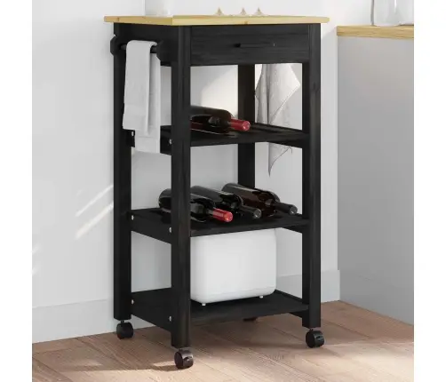 Virtuves Ratiņš Vienkrāsains Melna 88,5 X 40 X 48 Cm Vidaxl