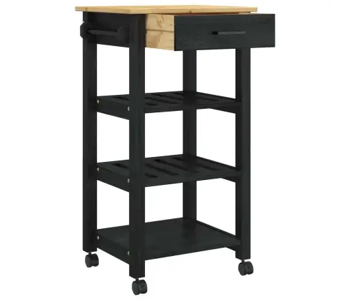 Virtuves Ratiņš Vienkrāsains Melna 88,5 X 40 X 48 Cm Vidaxl