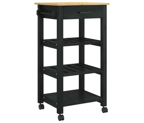 Virtuves Ratiņš Vienkrāsains Melna 88,5 X 40 X 48 Cm Vidaxl