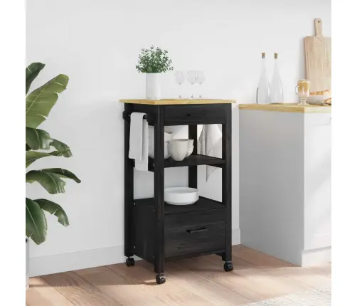 Köögikäru Must 88,5 X 40 X 48 Cm Kindel Männipuidust