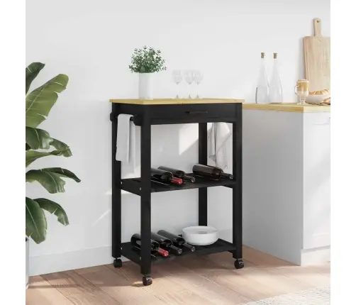 Virtuves Ratiņš Vienkrāsains Melna 88.5 X 40 X 84 Cm Vidaxl