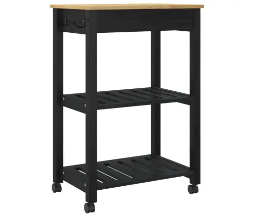 Virtuves Ratiņš Vienkrāsains Melna 88.5 X 40 X 84 Cm Vidaxl