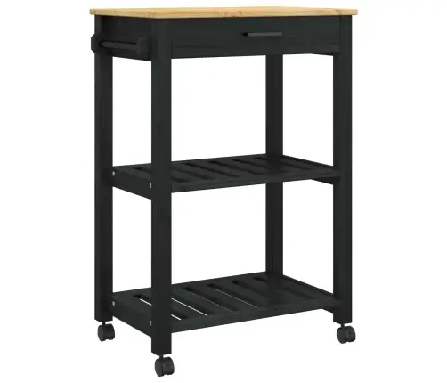 Virtuves Ratiņš Vienkrāsains Melna 88.5 X 40 X 84 Cm Vidaxl