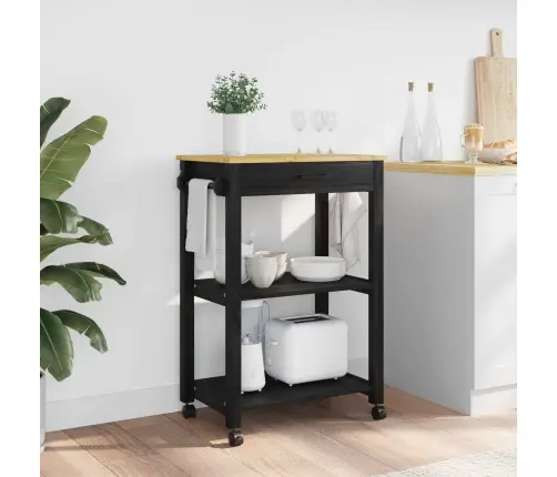 Virtuves Ratiņš Vienkrāsains Melna 88,5 X 40 X 60 Cm Vidaxl