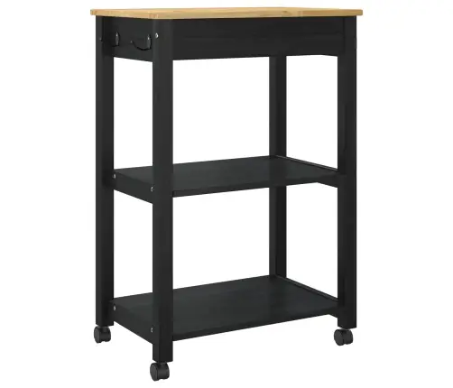 Virtuves Ratiņš Vienkrāsains Melna 88,5 X 40 X 60 Cm Vidaxl