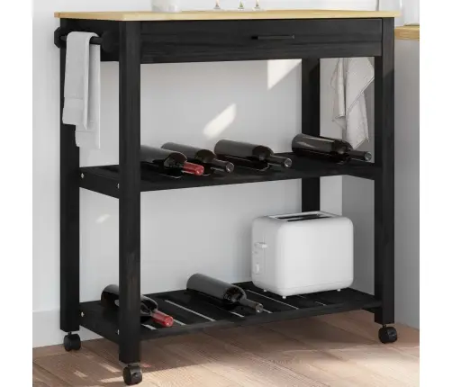 Virtuves Ratiņš Vienkrāsains Melna 88.5 X 40 X 84 Cm Vidaxl