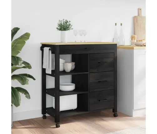 Virtuves Ratiņš Melna Vidaxl