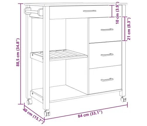 Virtuvės Vežimėlis Paprastas Juoda