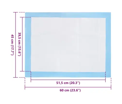 Dzīvnieku Apmācības Paklājs 50 Pcs Zila Un Balta 60 X 45 Cm Vidaxl