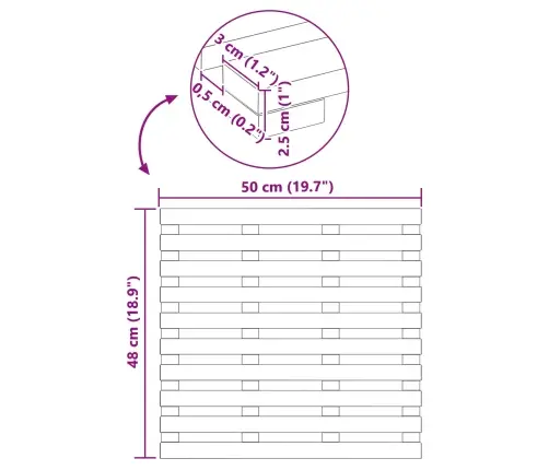 Vannas Paklājs Vienkrāsains Brūna 100 X 53 Cm Koka Vidaxl