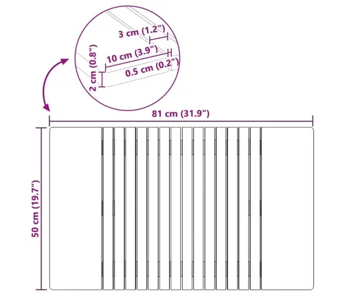 Vannas Paklājs Vienkrāsains Brūna 59 X 40 Cm Koka Vidaxl