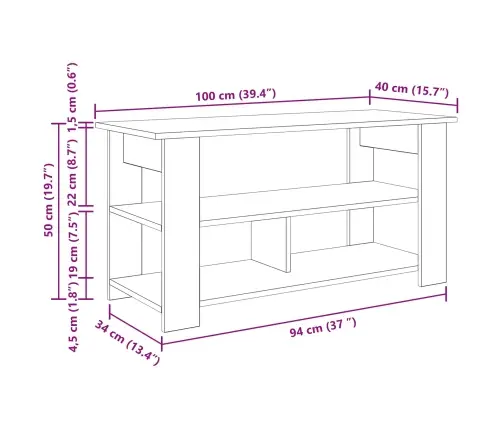 Televizora Statīvs Betona Pelēks 100 X 40 X 50 Cm Vidaxl