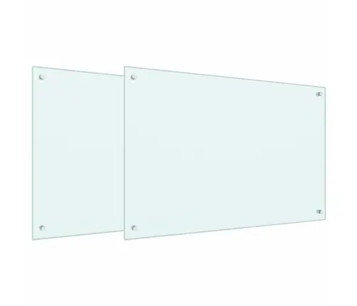 Virtuves Aizsargpanelis 2 Pcs Balts 90 X 60 Cm Rūdīts Stikls Vidaxl