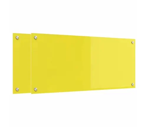 Virtuves Aizsargpanelis 2 Pcs Dzeltena 90 X 40 Cm Rūdīts Stikls Vidaxl