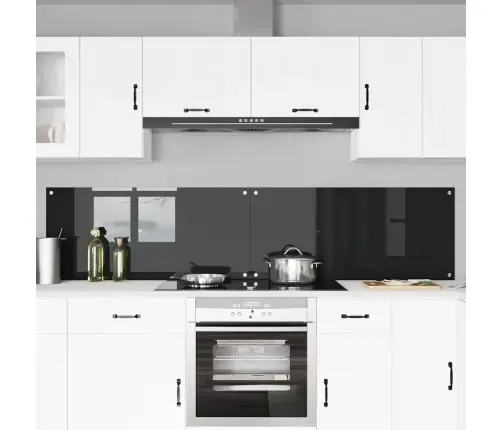 Virtuves Aizsargpanelis 2 Pcs Melna 110 X 50 Cm Rūdīts Stikls Vidaxl